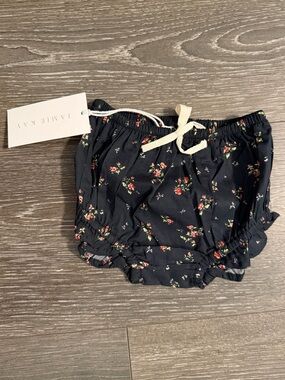 Jamie Kay Navy Floral Diaper Cover Bloomers with Cream Bow